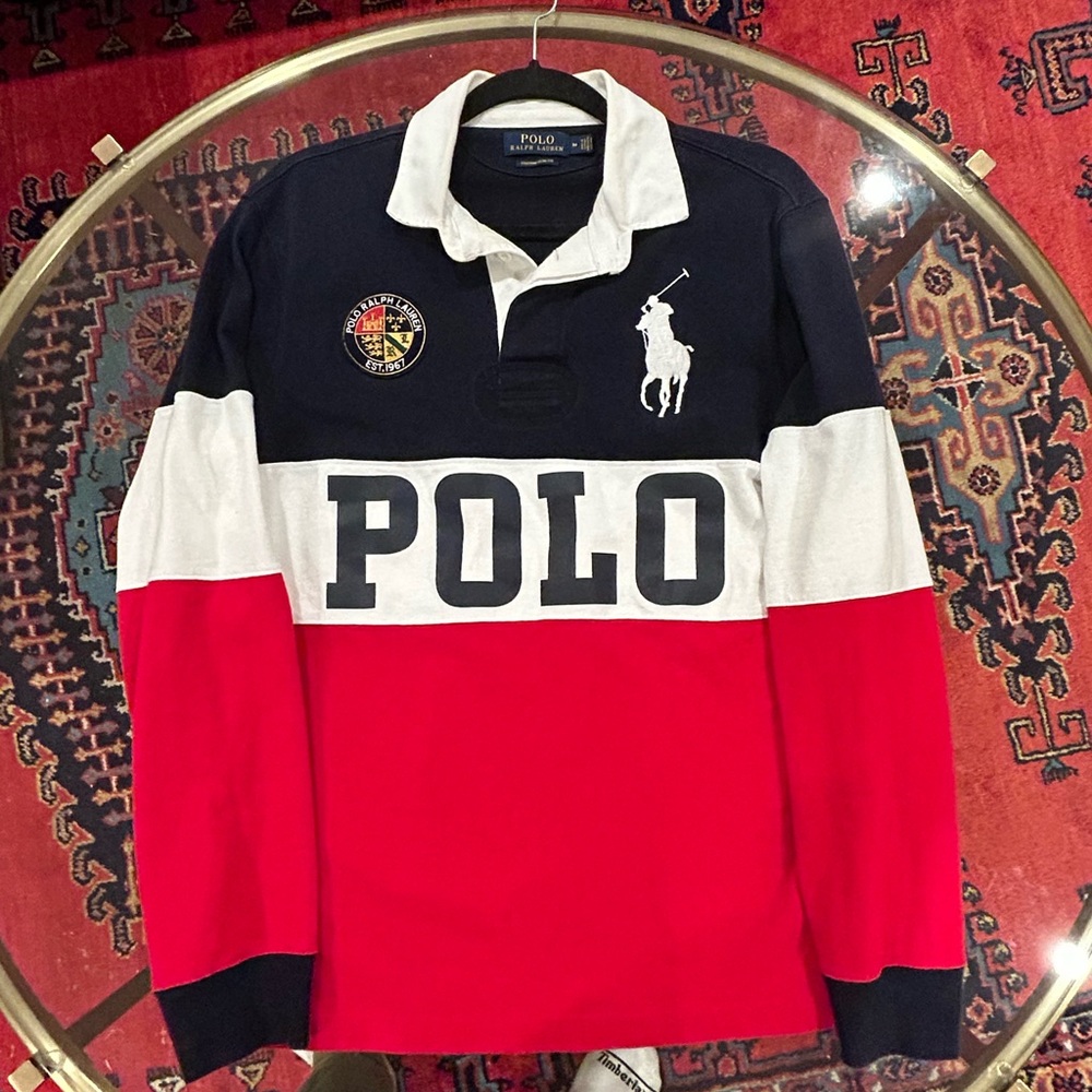 Polo by Ralph Lauren Black, White & Red Rugby Shirt
